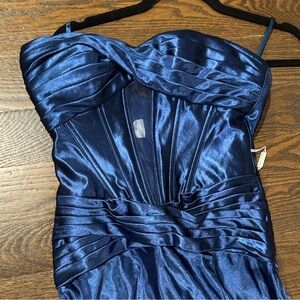 Corset Elegant Blue Strapless Dress